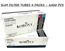 KORONA SLIM premium EMPTY Cigarette Filter Tubes 1000 tubes-4 packs