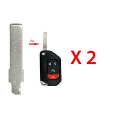 New Remote Flip Uncut Blade Emergency Insert Key Replacement for Jeep (2 Pack)