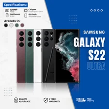 Samsung Galaxy S22 Ultra 5G 128GB/256GB SM-S908U Unlocked Verizon T-Mobile At&T