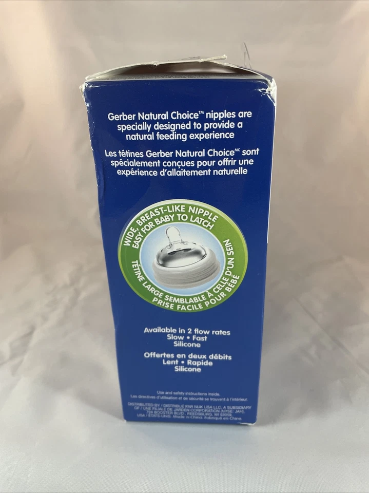 NUK Gerber Natural Choice 3pk Botella Cuello Ancho Flujo Rápido Pezón 9 Onzas Nuevo en Caja Foto 2 de 4