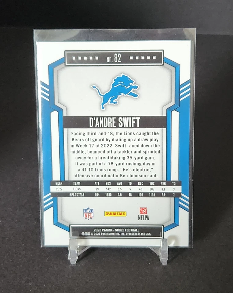 2023 Score Base #82 D'Andre Swift - Detroit Lions - Image 2 of 2