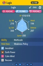 Pokemon Scarlet and Violet 6iv Shiny Max EV Lugia