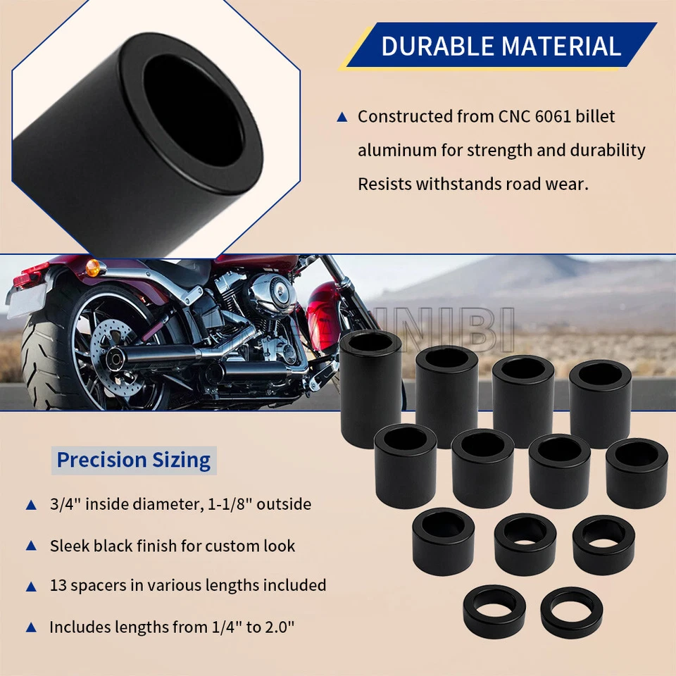 Kits de espaciadores de eje de rueda ID-3/4" OD-1-1/8" para Harley Road Electra Glide Softail Foto 4 de 4