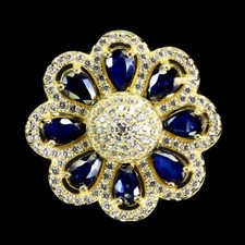 925 Sterling Silver Ring Blue Sapphire 5x3mm Gemstone Jewelry Size 7.5