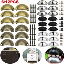 6/12Pcs Cup Pull Shell Handles Half Moon Kitchen Cupboard Cabinet Door Drawer UK