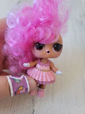 Mini pink hair pop star as is doll girl toy figure flower