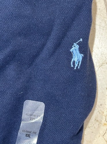 Rare Ralph Lauren Men’s Navy/light Blue Mesh Polo Shirt Classic Fit XXL NWT - Picture 4 of 6