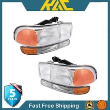 Pair Chrome For Gmc Sierra 1500 1999-2006 4.8l Yukon 00-06 Headlight Assemblies