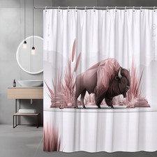 Bison Shower Curtain Pink Desert Landscape Graphic
