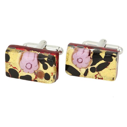 Gemelos rectangulares clásicos venecianos de vidrio GlassOfVenice Murano - oro millefi - Imagen 2 de 6