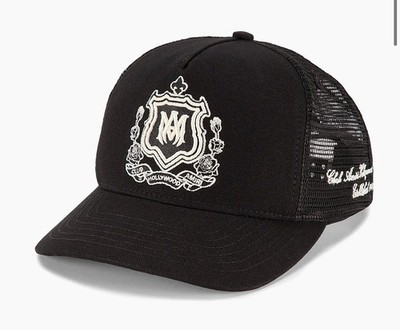 NWT Authentic AMIRI Crest Emblem Black Trucker Cap Hat Anuel AA $350