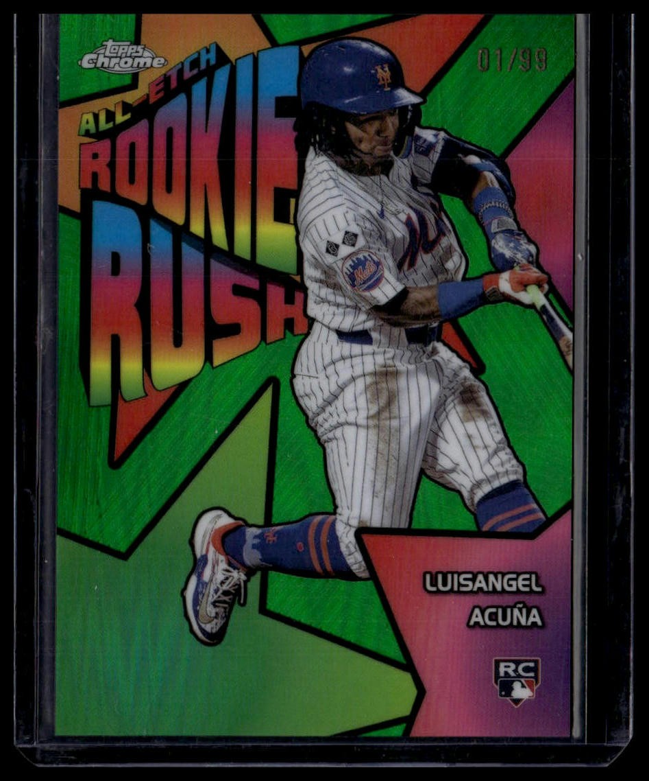 Luisangel Acuna 2025 Topps Chrome Chrome All-Etch Rookie Rush Green 1/99 Bookend