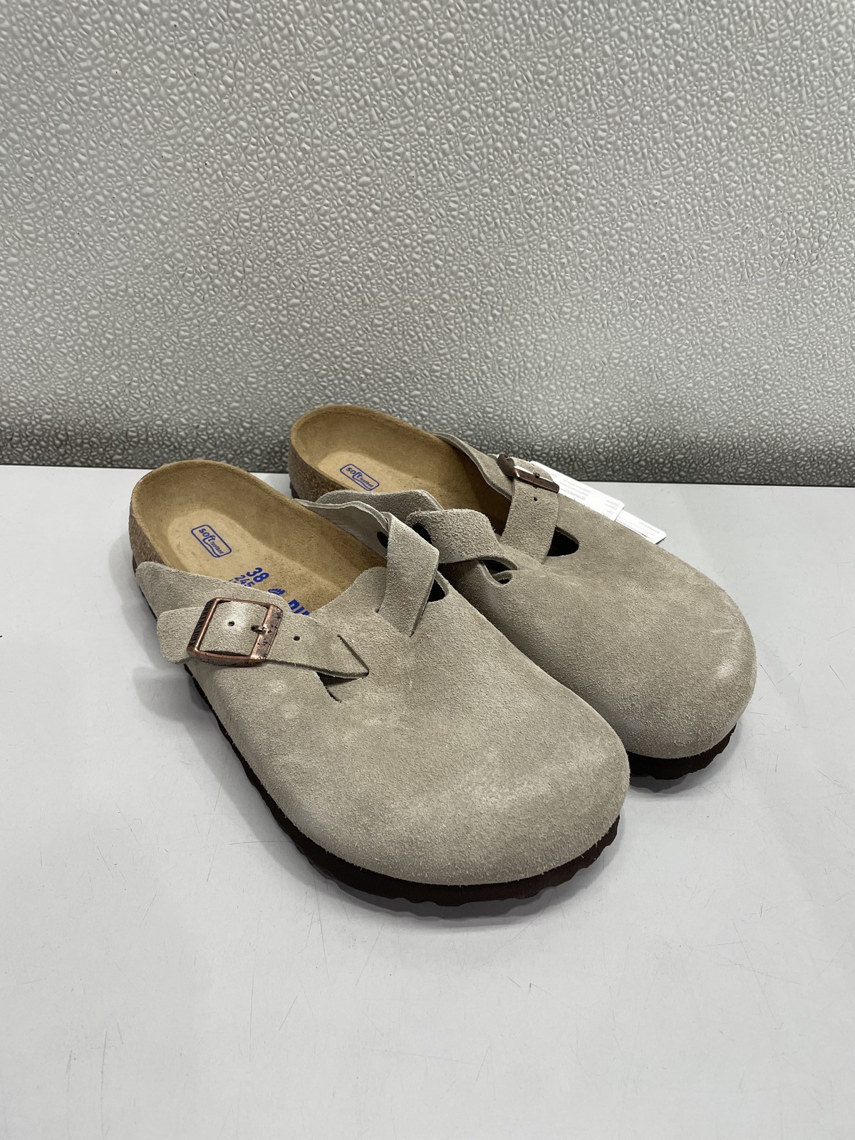 Birkenstock Boston Soft Footbed Suede Leather Clog Unisex W7, M5 In Taupe