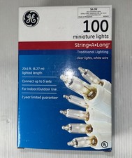 GE String-A-Long 100 Miniature Clear Lights White Wire Xmas In  Outdoor 20.6 Ft