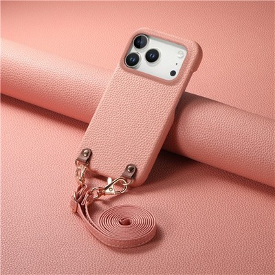 Für iPhone 17 Pro Max 16 15 14 Hülle Crossbody Schlüsselband Abnehmbares Band PU Leder