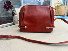Bally Brown Lizard Zip Shoulder Bag Adjustabl...
