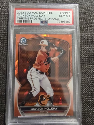 2023 Bowman Sapphire Jackson Holliday Chrome Prospects Orange /50 PSA 10 Orioles