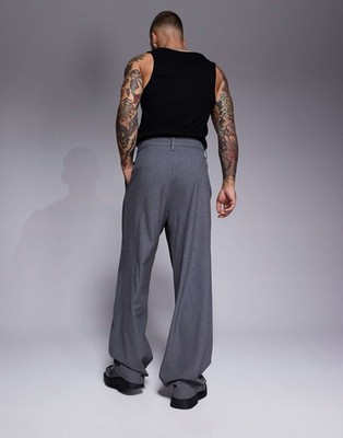 Brand New Rare ASOS Design Smart Horse Shoe Trousers In Charcoal Herringbone