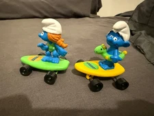 Vintage Smurfs skateboard toy Hardee's 1990's