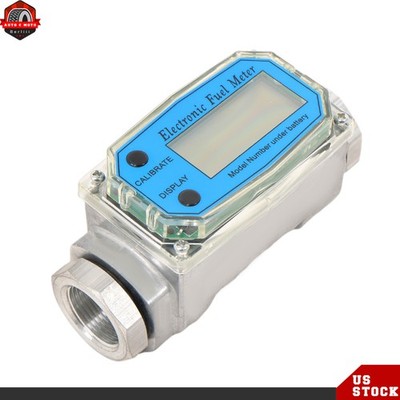 1'' Digital Turbine Flow Meter, LCD Digital Display, Flow Rate of 2.6-26 GPM