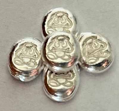 #ad FIVE 1 gram SILVER bars .999 Little Goomba Mario Brothers hand poured bar $33.00