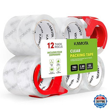 KAMOTA Heavy Duty Clear Packing Tape 12 Rolls - Shipping, Moving, Sealing