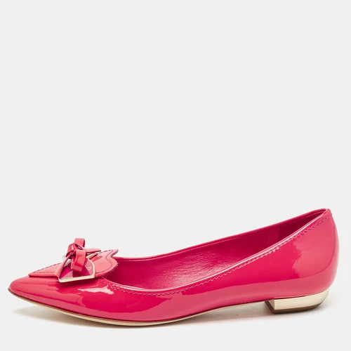 Ballerines Dior en cuir verni rose bout pointu pointure 35,5