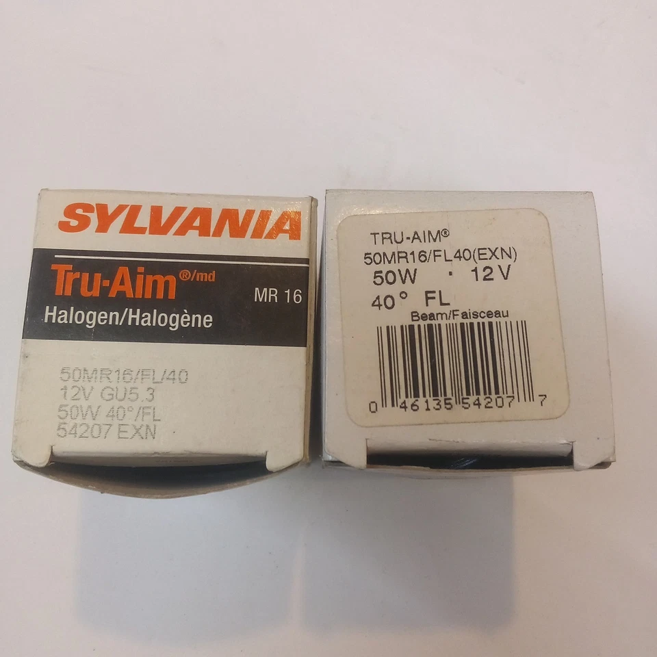 2  SYLVANIA EXN TRU-AIM 50 WATT LAMP # MR16 50W-12V NOS #54207 - Image 2 of 3