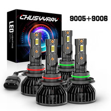 9006 9005 LED Headlight KIT Combo Bulbs 10000K High Low Beam Super Bright
