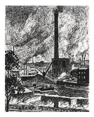 Industrielle urbane Szene Wandkunst monochrome Stadtlandschaft Monochr