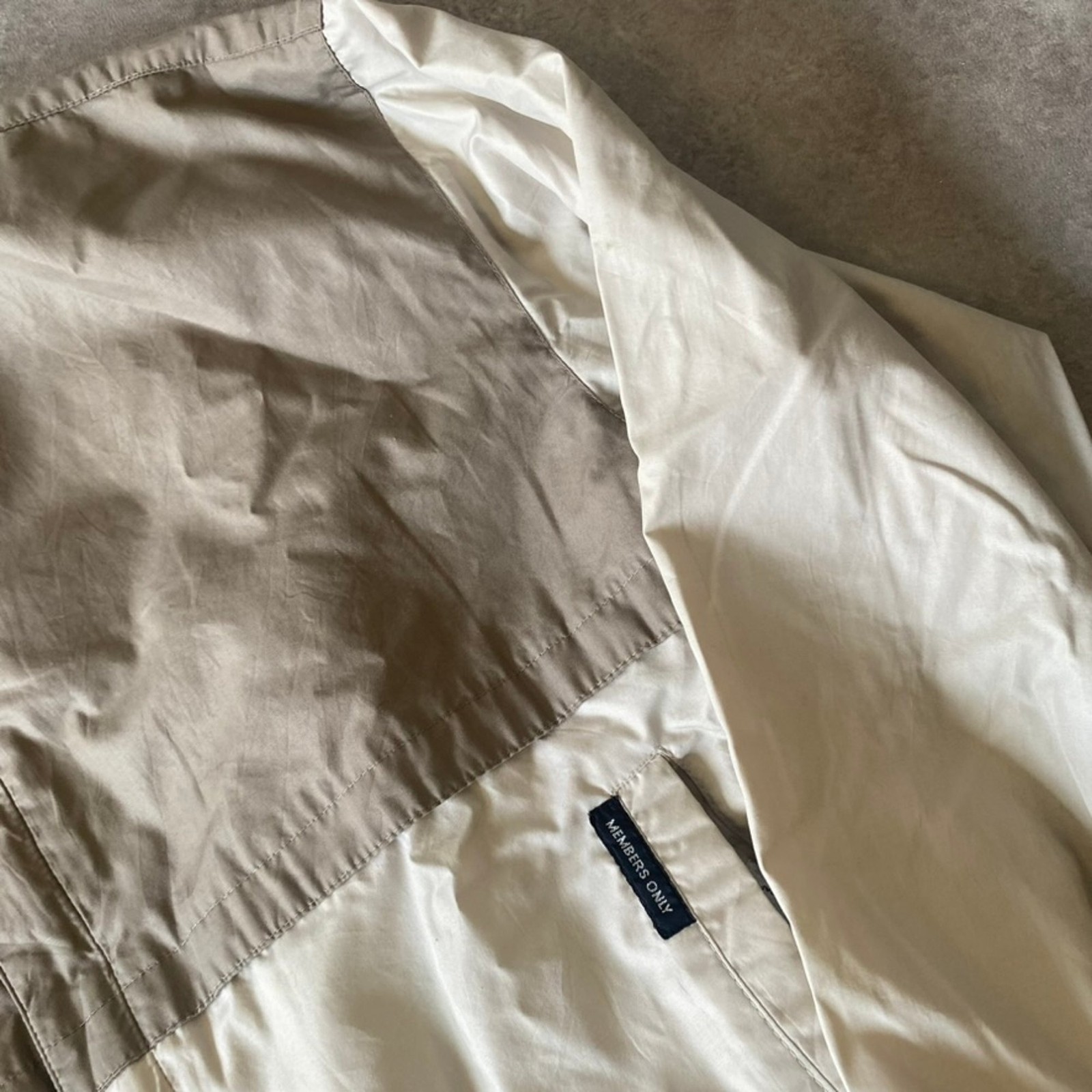 Members Only Windbreaker Jacket Mens Medium Vintage Bomber Beige Grey image 4