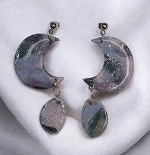 Handcrafted Polymer Clay Resin Silver Stud Da...