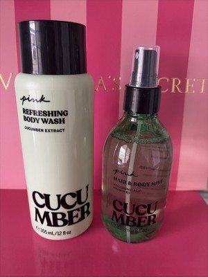Victoria's Secret Pink Cucumber Hair & Body Mist & Body Lotion Set Discontinued
