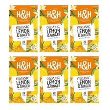 Image of H&H Organic Lemon & Ginger - 20 Tea Bags - S30504 - Herbal Tea - Refreshing
