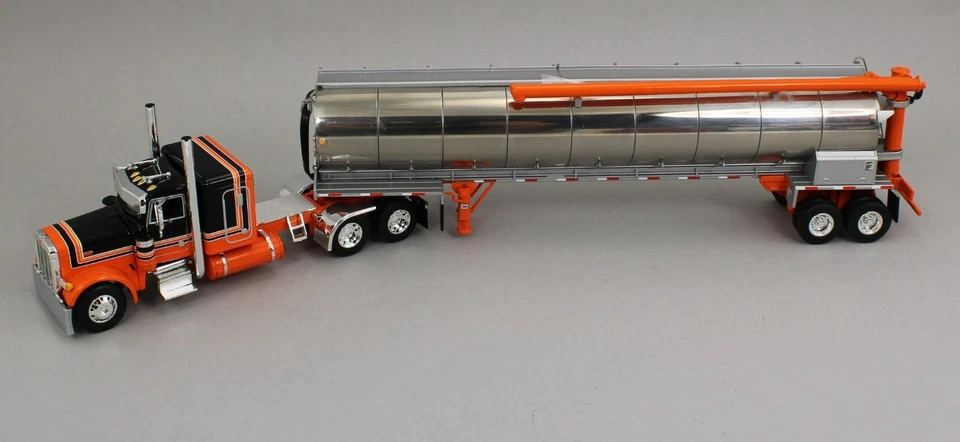 2025 DCP 1:64 *BLACK* Peterbilt 379 48" Flattop w/Walinga Bulk Feed Trailer NIB - Image 2 of 4