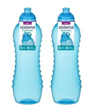 2x Sistema Squeeze Twist 'n' Sip Sports Water Bottle 620ml Kids Leakproof Blue
