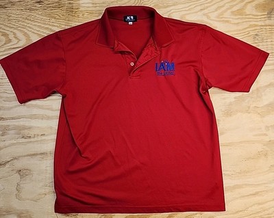 IAM The Union Logo red Lightweight Polyester Polo Shirt Mens Large