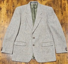 Harris Tweed Sport Coat Men  s Size UK 42 Brown Herringbone Ex Cond