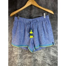 Vineyard Vines Embroidered Linen Shorts Womens Small Sm Blue Embroidered Tassel