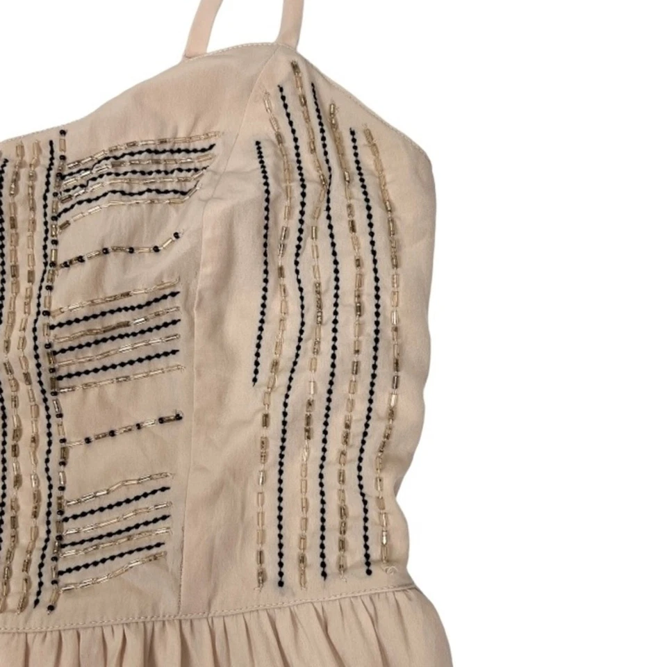 Vestido Mini Correa Espagueti American Eagle Blush Bronceado Cuentas Talla 4 Foto 3 de 4
