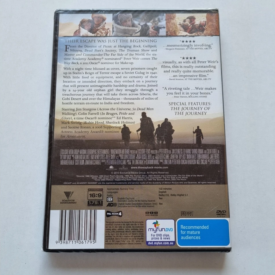 The Way Back (DVD, 2010) PAL Region 4 (Jim Sturgess, Ed Harris, Colin Farrell) - Image 3 of 4