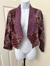 Batik Keris Cotton Wax Batik Jacket Sz L Waterfall Front Boho Indonesia