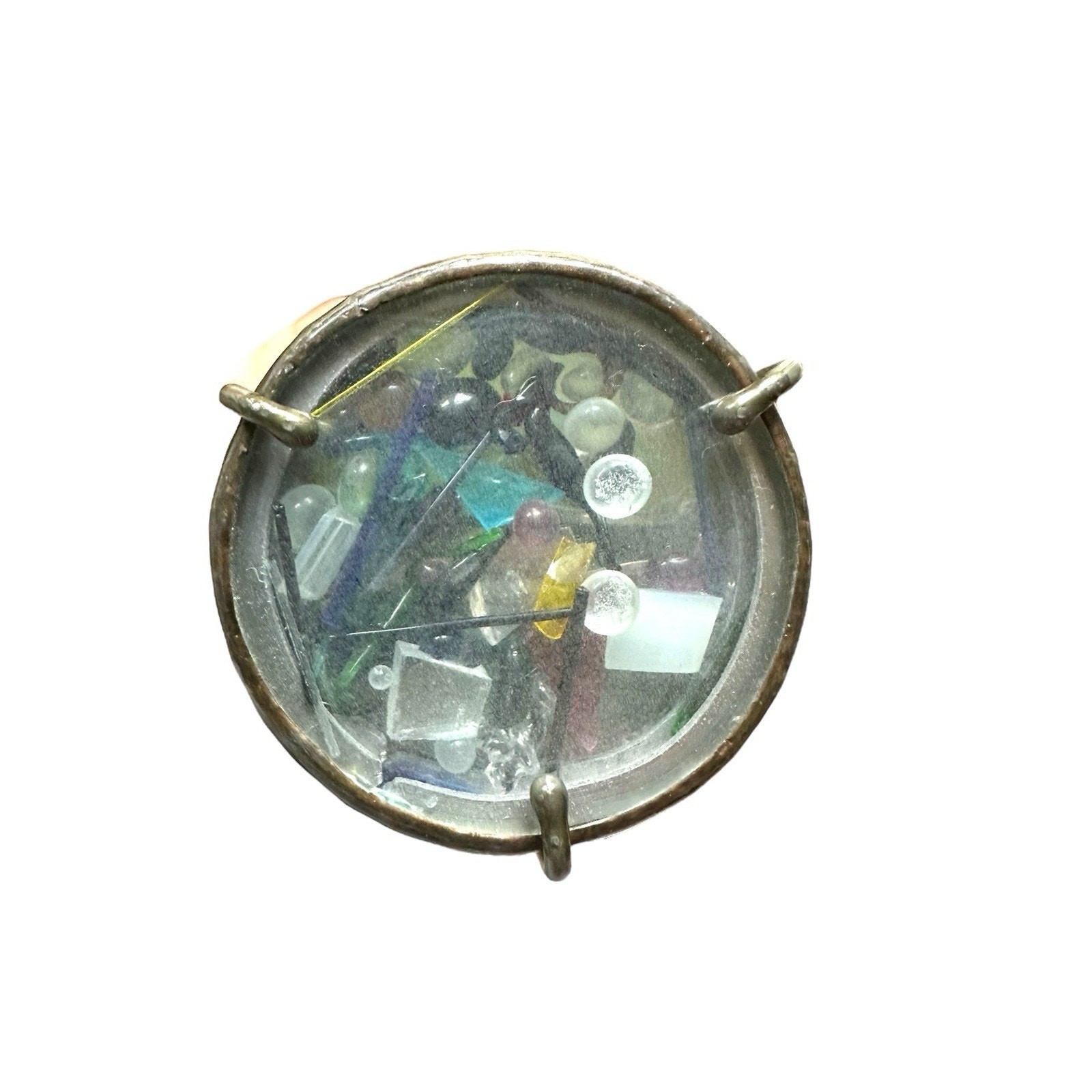 Charles Karadimos Signed Lime Sherbet Slumped Glass Binocular Multi Mirror Scope