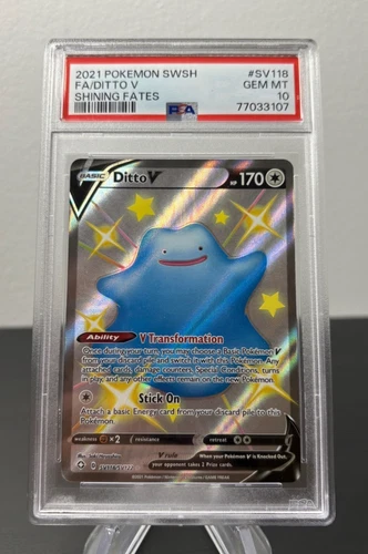 Pokemon 2021 PSA 10 Ditto V Full Art Shining Fates Shiny Vault SV118 Card