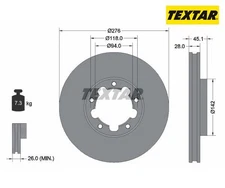 2pcs Brake Disc PRO TEXTAR 92324003 for Nissan Cabstar