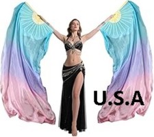 Belly Dance Silk Fan Veils 100 1.8m Top Quality USA Store