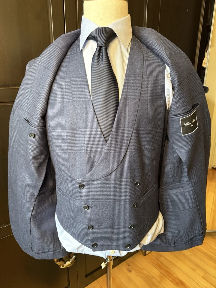 🇮🇹 Cesare Attolini 3-Piece Handmade Blue Wool & Cashmere Suit  38 US - RARE!!! - Image 3 of 4