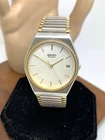 Seiko Men's Watch 6432-7019 Vintage Quartz Silver Dial Date Two Tone Steel 33mm