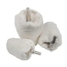 3 Pcs White Flannelette Polishing Cone, 1/4" Shank Conical Shape Cotton Poli