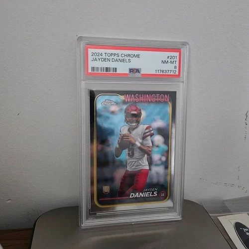 2024 TOPPS CHROME #201 JAYDEN DANIELS PSA 8 NM-MT rookie card Washington QB rc